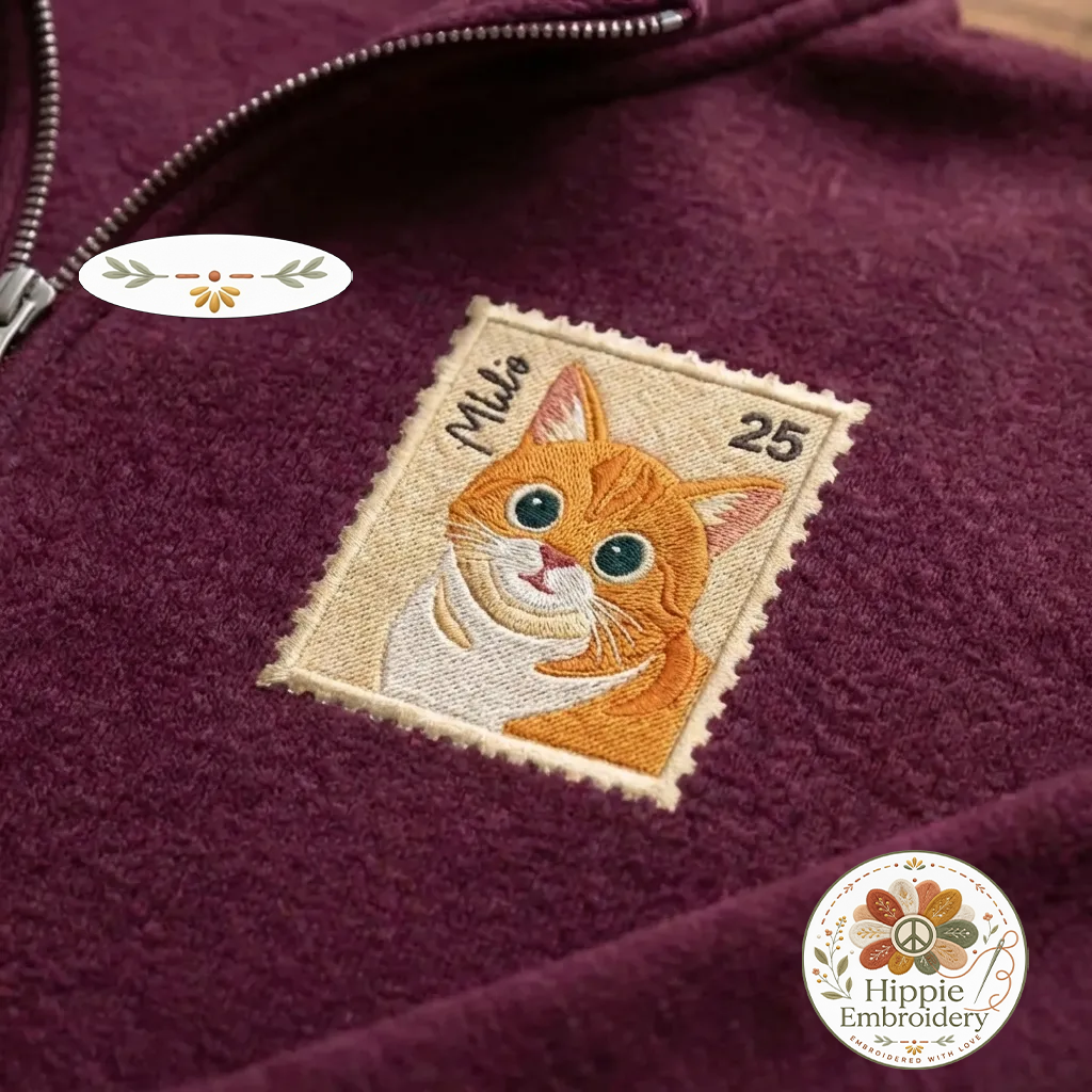 Embroidered Custom Pet Stamp Quarter Zip, Personalized Pet Shirt