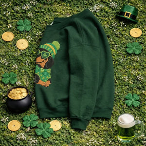 Embroidered Dachshund St Patricks Day Sweatshirt, Funny Dog Top