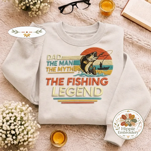Embroidered Dad Fishing Legend Sweatshirt, Funny Dad Crewneck