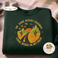 Embroidered Dark Desert Highway Sweatshirt, Cool Wind Crewneck