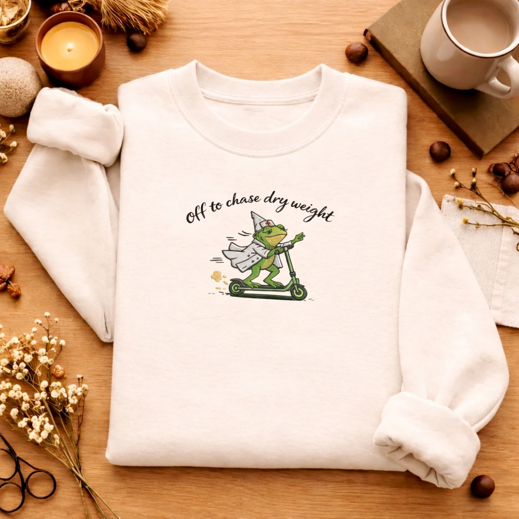 Embroidered Dialysis Frog Sweatshirt, Nurse Dry Weight Top