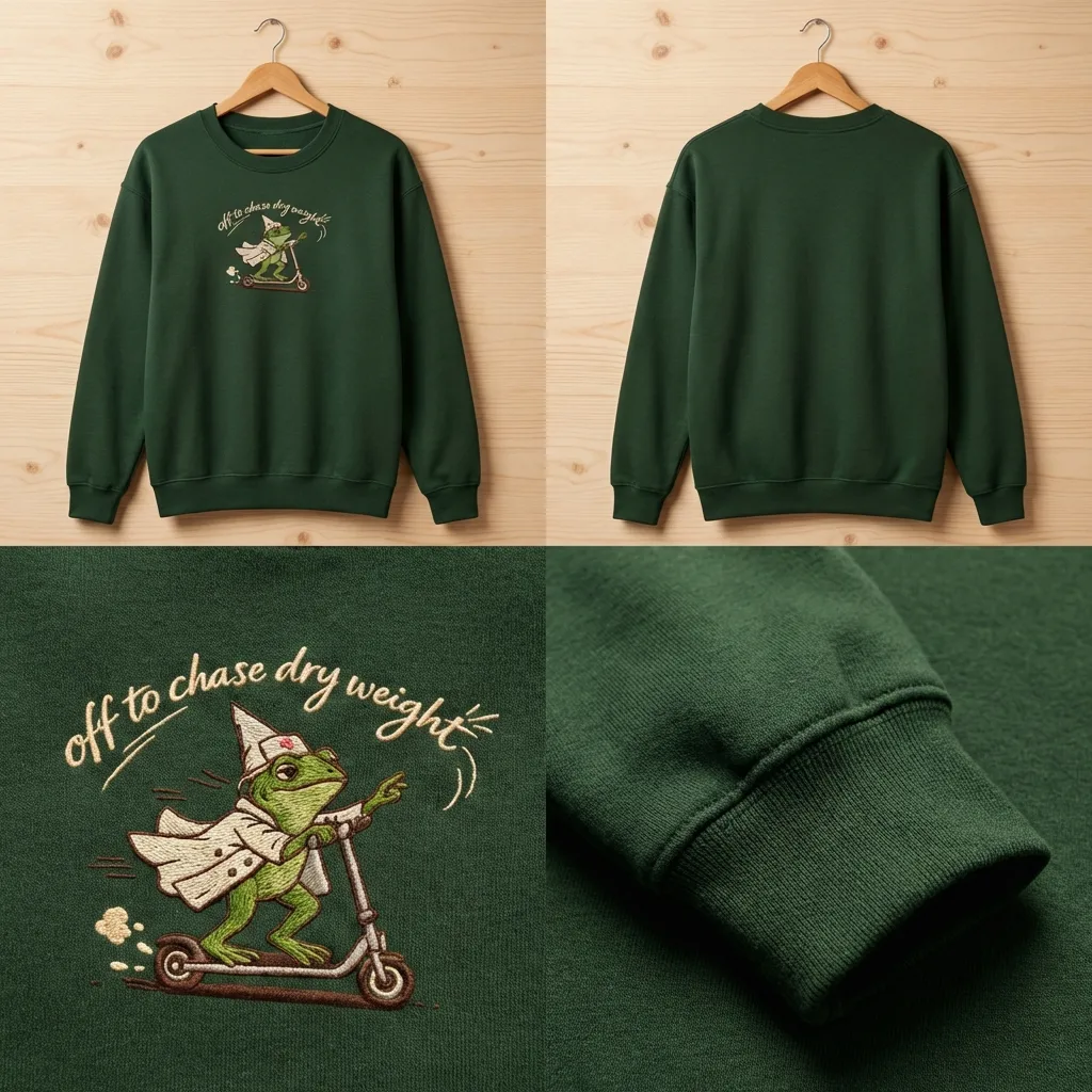 Embroidered Dialysis Frog Sweatshirt, Nurse Dry Weight Top