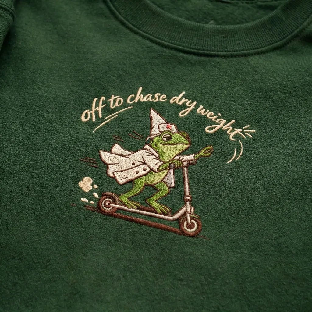 Embroidered Dialysis Frog Sweatshirt, Nurse Dry Weight Top