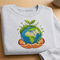 Embroidered Earth Day Sweatshirt, Eco Friendly Save The Planet