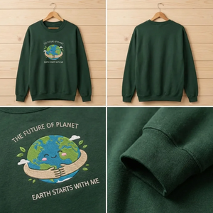 Embroidered Earth Day Sweatshirt, Save Planet Nature Lover Shirt