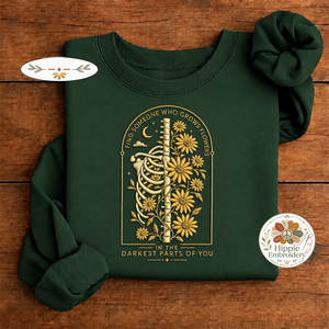 Embroidered Find Someone Who Grows Flowers Skeleton Sweatshirt, Crew
