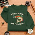 Embroidered Fish Around and Find Trout Vintage Washed Hat, Cap
