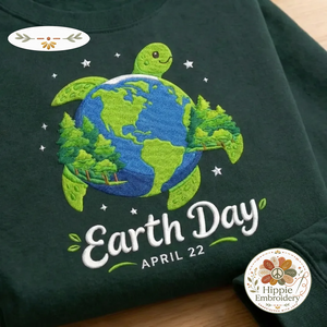 Embroidered Floral Earth Day Sweatshirt, Make Everyday Earth Day Tee