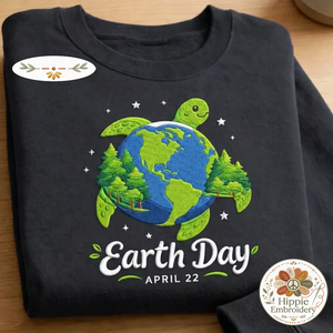 Embroidered Floral Earth Day Sweatshirt, Make Everyday Earth Day Tee
