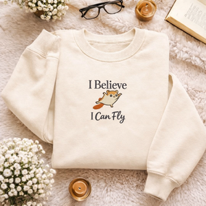 Embroidered Flying Squirrel Sweatshirt, Funny Woodland Top