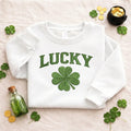 Embroidered Four-Leaf Clover Sweatshirt, Irish Top