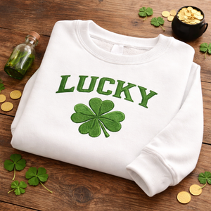 Embroidered Four-Leaf Clover Sweatshirt, Irish Top