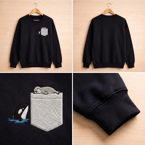 Embroidered Funny Penguin Pocket Sweatshirt, Take The Plunge Shirt