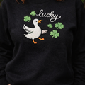 Embroidered Goose Sweatshirt, St Patricks Day Shamrock Top
