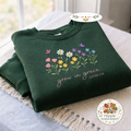 Embroidered Grow In Grace Sweatshirt, Wildflowers Christian Shirt