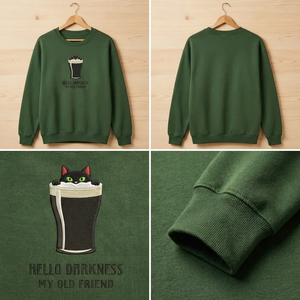 Embroidered Hello Darkness My Old Friend Sweatshirt, Cat Shirt