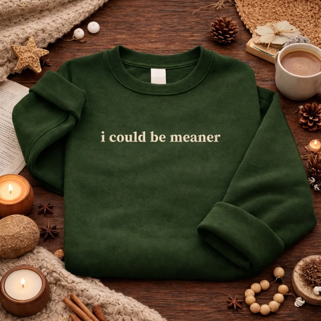 Embroidered I Could Be Meaner Sweatshirt, Sassy Quote Top