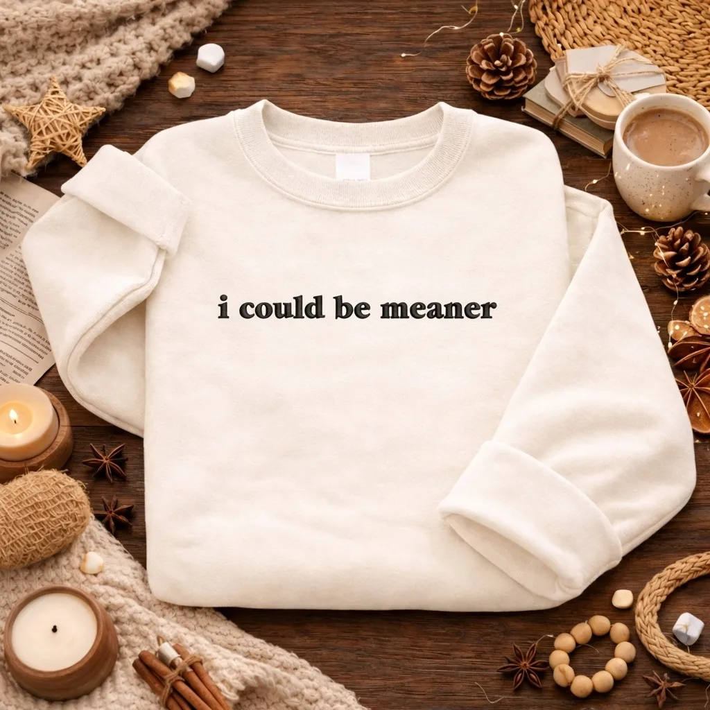 Embroidered I Could Be Meaner Sweatshirt, Sassy Quote Top