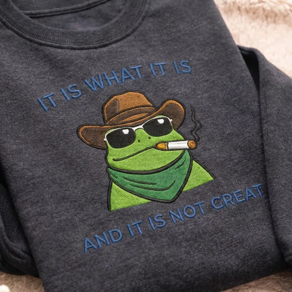 Embroidered It Is What It Is Sweatshirt, Sarcastic Frog Top
