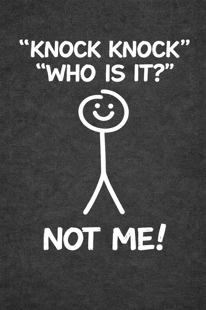 Embroidered Knock Knock Not Me Stickman Sweatshirt, Funny Top