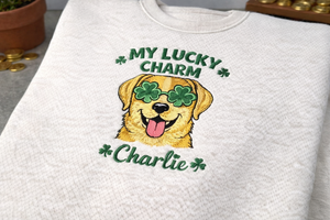 Embroidered Labrador Sweatshirt, Lucky Charm Dog Top