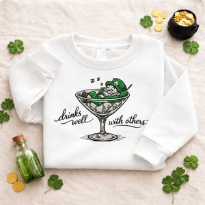 Embroidered Leprechaun Martini Sweatshirt, Irish Party Top