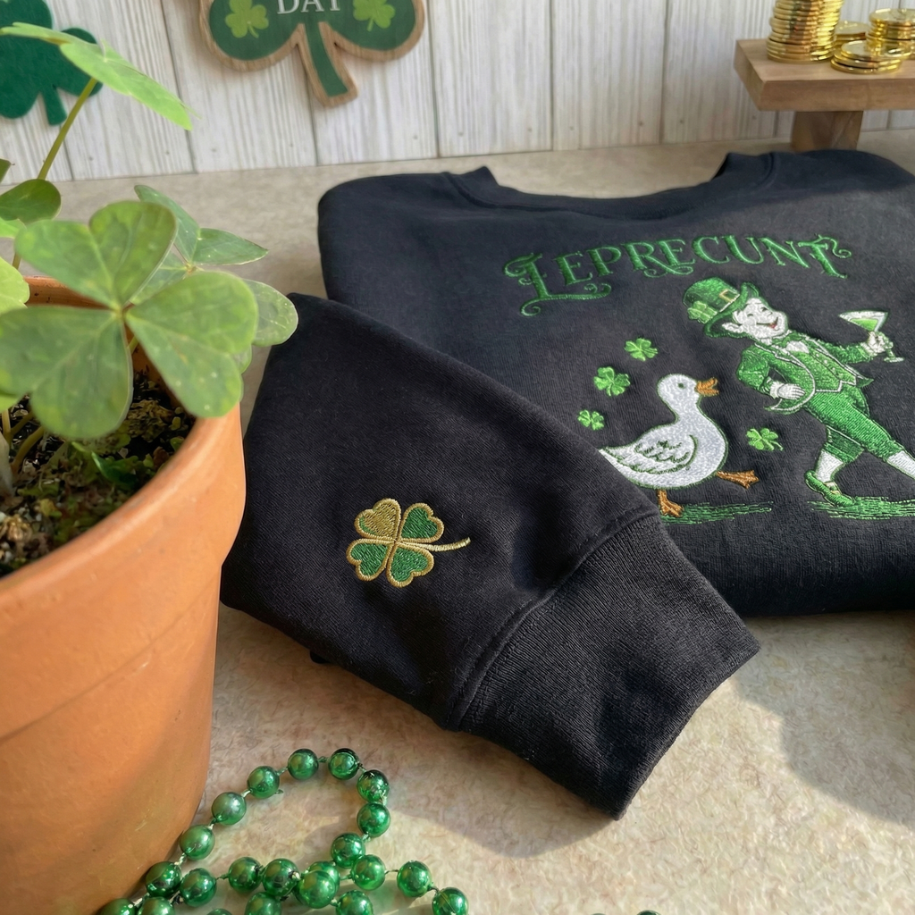Embroidered Leprechaun Sweatshirt, Goose St Patricks Top