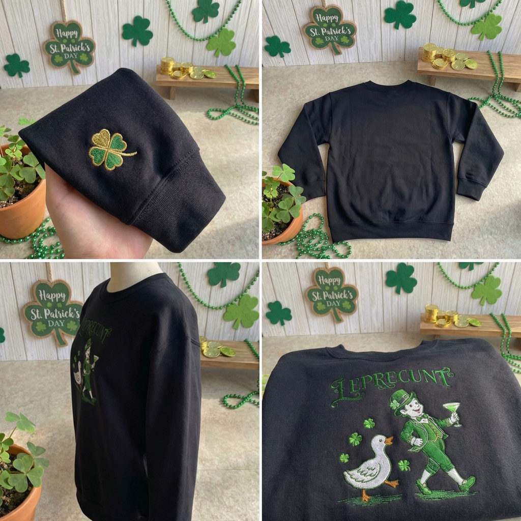 Embroidered Leprechaun Sweatshirt, Goose St Patricks Top