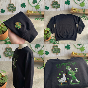 Embroidered Leprechaun Sweatshirt, Goose St Patricks Top