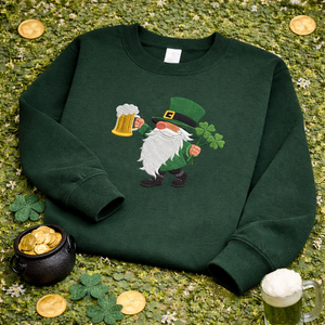 Embroidered Leprechaun Sweatshirt, Irish Beer Shamrock Top