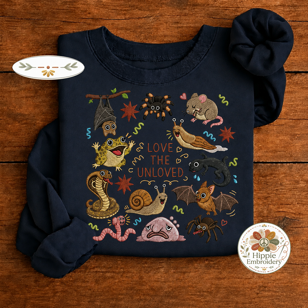 Embroidered Love The Unloved Weird Bug Sweatshirt, Biology Crew