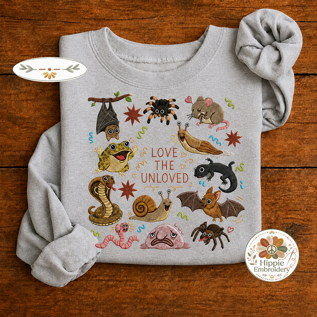 Embroidered Love The Unloved Weird Bug Sweatshirt, Biology Crew