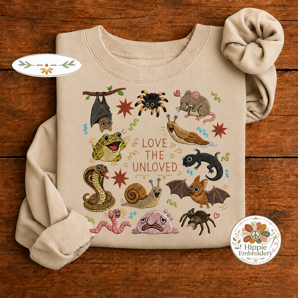 Embroidered Love The Unloved Weird Bug Sweatshirt, Biology Crew