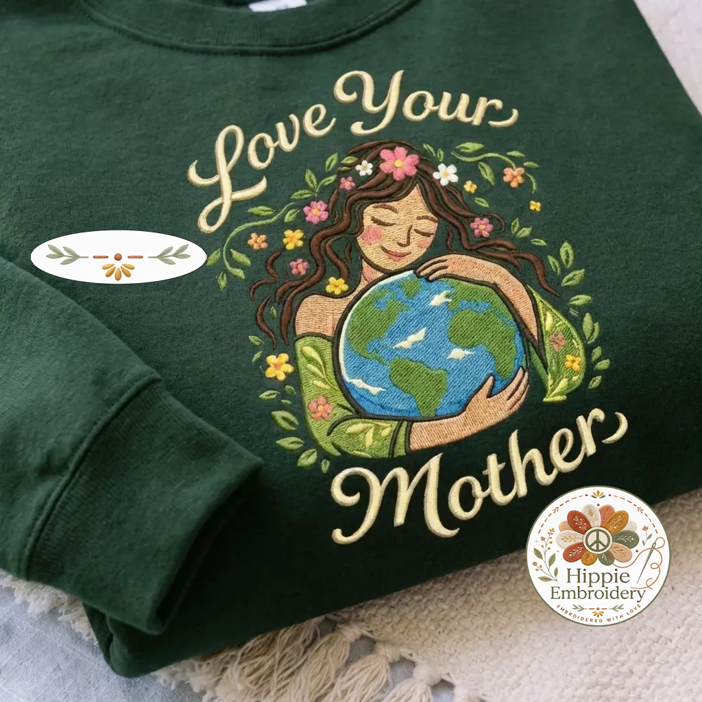 Embroidered Love Your Mother Shirt, Mother Earth Nature Tee