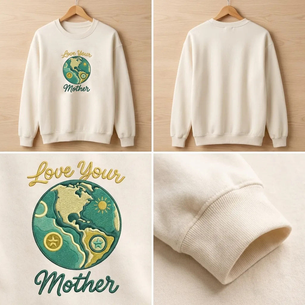 Embroidered Love Your Mother Sweatshirt, Retro Earth Day Shirt