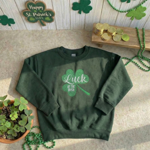 Embroidered Luck of the Irish Sweatshirt, Shamrock Top