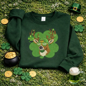 Embroidered Lucky Deer Sweatshirt, St Patricks Day Top