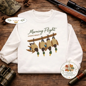 Embroidered Mallard Duck Sweatshirt, Morning Flight Crewneck