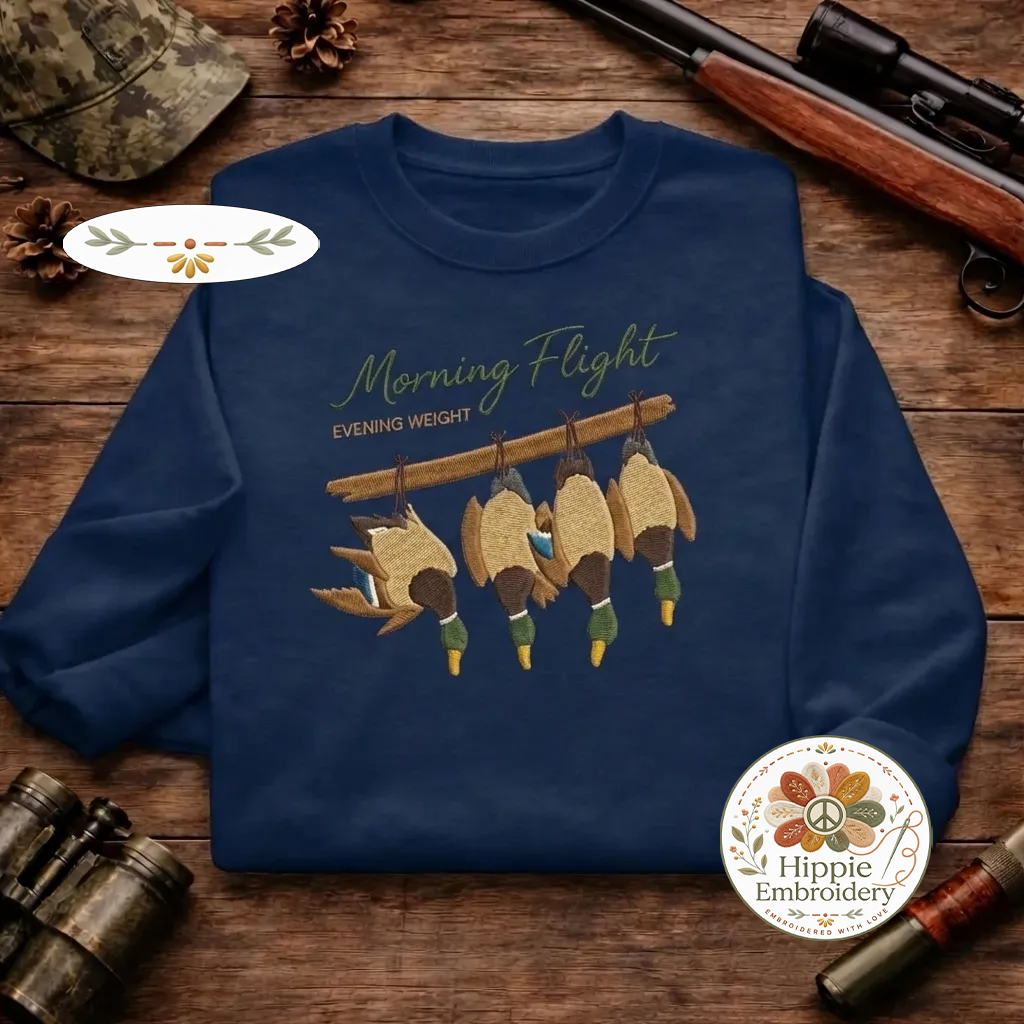 Embroidered Mallard Duck Sweatshirt, Morning Flight Crewneck