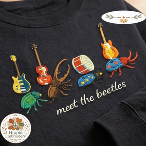 Embroidered Meet the Beetles Shirt, Funny Insect Band Crewneck
