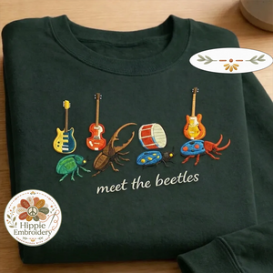 Embroidered Meet the Beetles Shirt, Funny Insect Band Crewneck