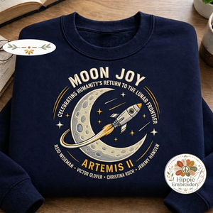 Embroidered Moon Joy Artemis II Sweatshirt, Lunar Mission Crew