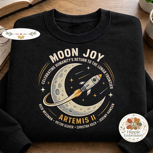 Embroidered Moon Joy Artemis II Sweatshirt, Lunar Mission Crew