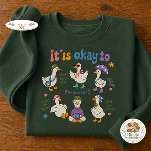 Embroidered Motivational Goose Sweatshirt, Mental Health Crewneck