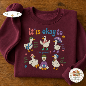 Embroidered Motivational Goose Sweatshirt, Mental Health Crewneck