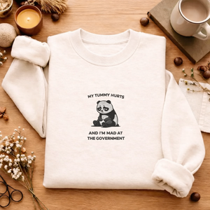 Embroidered My Tummy Hurts Sweatshirt, Funny Panda Top