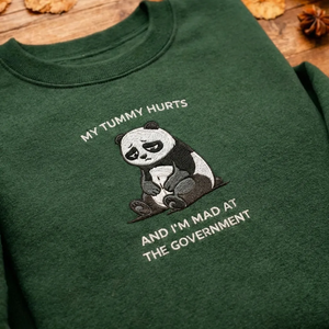 Embroidered My Tummy Hurts Sweatshirt, Funny Panda Top