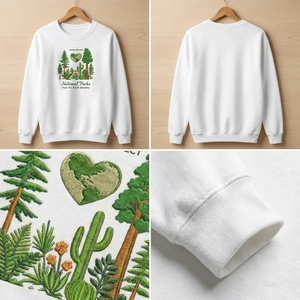 Embroidered National Parks Sweatshirt, Feel Earth Breathe Shirt