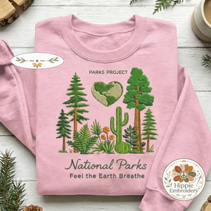 Embroidered National Parks Sweatshirt, Feel Earth Breathe Shirt