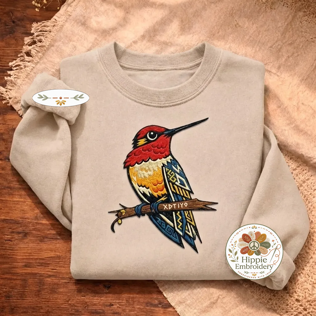 Embroidered Navajo Bird Sweatshirt, Southwestern Boho Dog Shirt